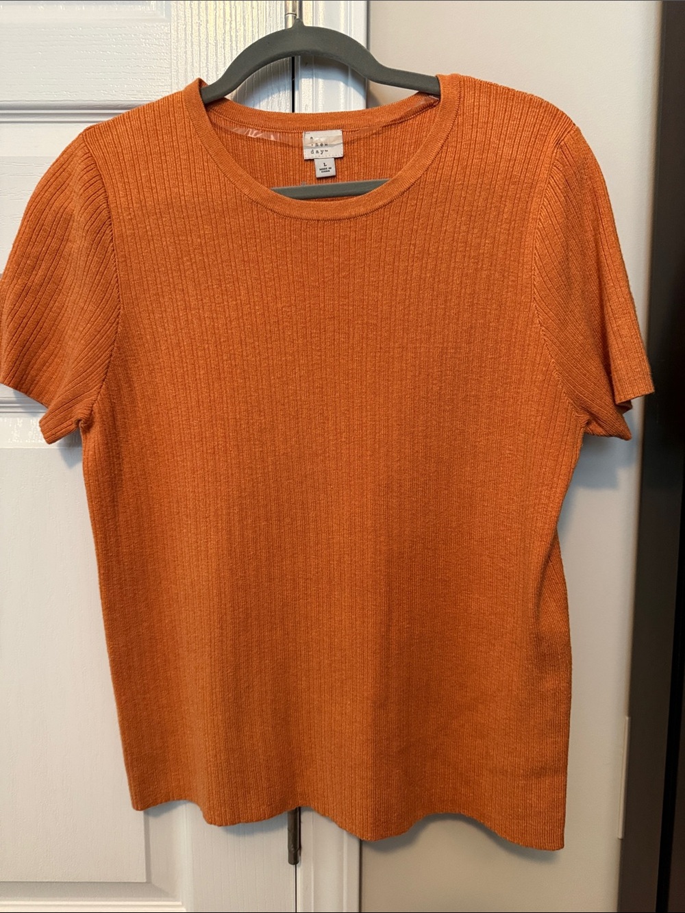 a new day Ribbed Short Sleeve Top - Orange